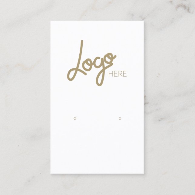 Logo Elegant Gold White Jewelry Earring Display Business Card (Front)