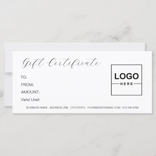 Logo Elegant Minimal Modern White Gift Certificate