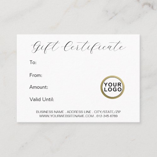 Logo Elegant Minimal Modern White Gift Certificate