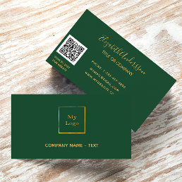 Logo emerald green gold minimalist elegant QR code Business Card