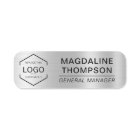 Logo Employee Job Title Metallic Silver Color