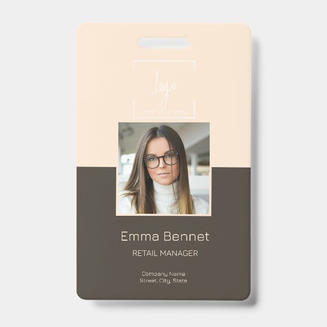 Logo Employee Photo ID Company  Badge (Front)