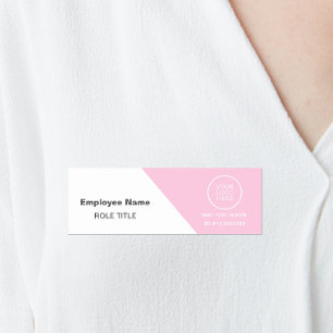 Logo Employee Photo Pink Magnetic Safety Pin  Name Tag