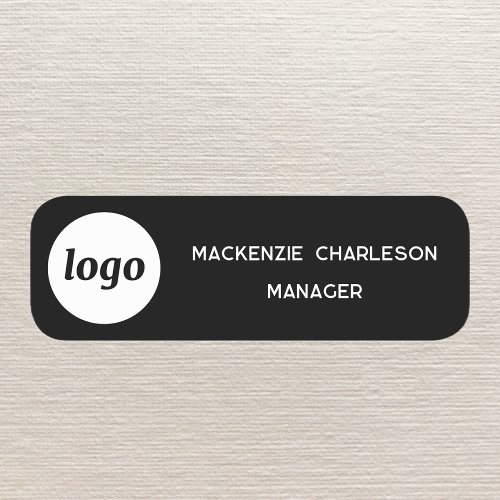 Logo Employee Staff Black Magnetic or Pin Name Tag