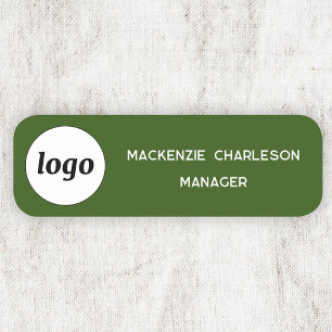 Logo Employee Staff Forest Green Business Name Tag