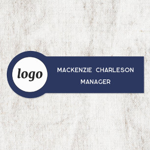 Logo Employee Staff Navy Blue Business Name Tag