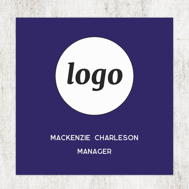 Logo Employee Staff Navy Blue Magnetic or Pin Name Tag (Simple logo with custom text business branding promotional pin or magnetic name tag or badge)