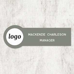 Logo Employee Staff Sage Green Business Name Tag