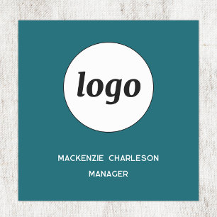 Logo Employee Staff Teal Green Magnetic or Pin Name Tag