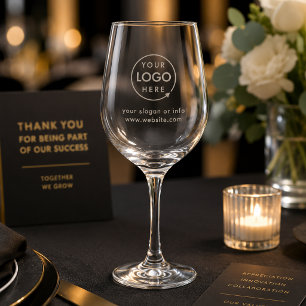 Logo Etched Wine Glass   Corporate Business Gift