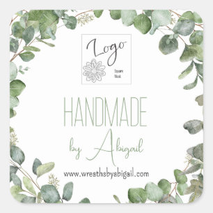 Logo Eucalyptus Handmade Handcrafted QR Code Square Sticker