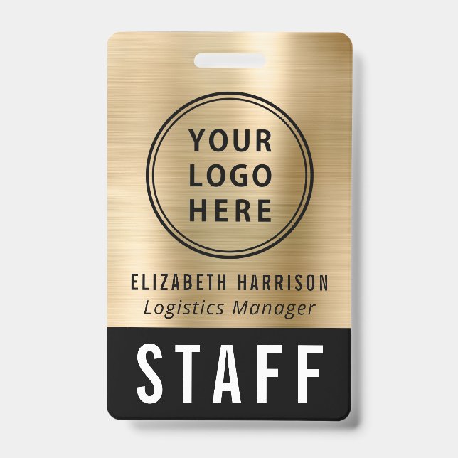 Logo Event Staff Employee Gold Identification Badge (Front)
