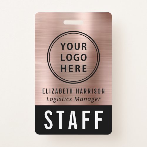 Logo Event Staff Employee Rose Gold Identification Badge