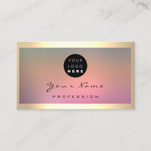 Logo Eyelash Makeup Artist Hair Rose Frame Ombre Business Card