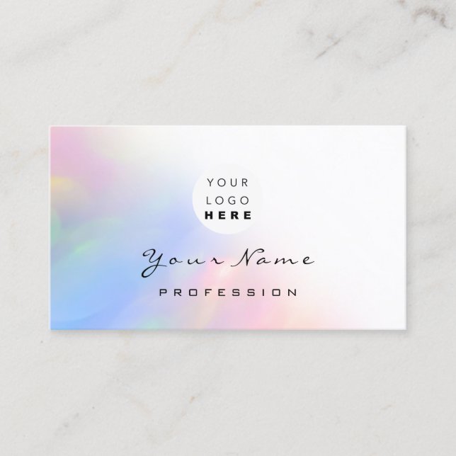 Logo Eyelash Makeup Hair Nails Holograph Ombré Business Card (Front)
