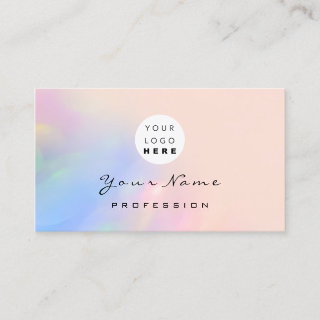 Logo Eyelash Makeup Hair Nails Holograph Rose Business Card (Front)