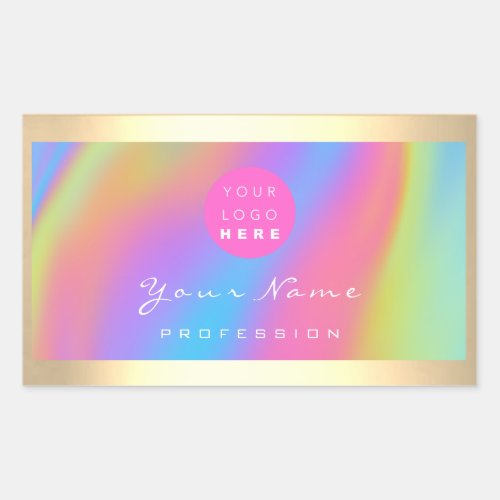 Logo Eyelash Makeup Hair Nails Holograph Unicorn B Rectangular Sticker