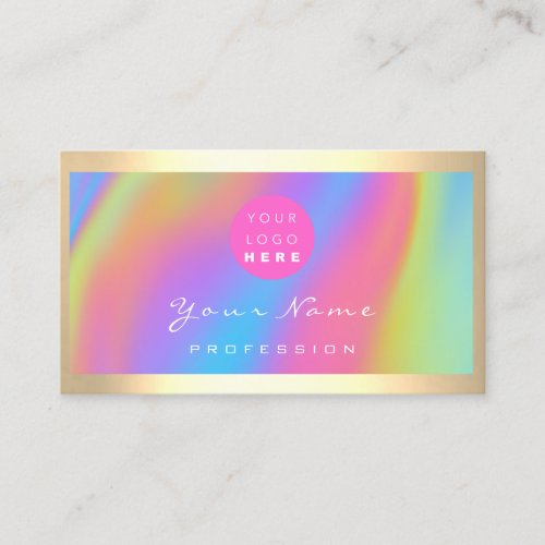 Logo Eyelash Makeup Hair Nails Holograph Unicorn Business Card