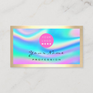 Logo Eyelash Makeup Pink Hairdresser Holograph Business Card