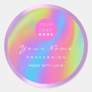 Logo Eyelash Makeup SPA Holograph Body Cosmetics  Classic Round Sticker
