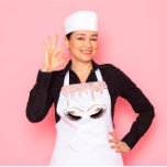 Logo Eyelashes Bakery Catering Cakes Pink Drips Apron<br><div class="desc">Modern simply customizable apron with your own logo.
Have a lot of success in your kitchen. I wish you a lot of fantastic experience as a chef 😁
FlorenceKdesign</div>