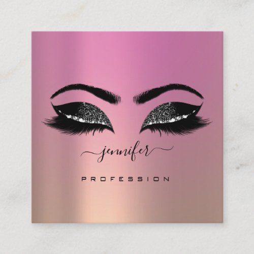 Logo Eyes Pink Rose  Professional Makeup Square Business Card