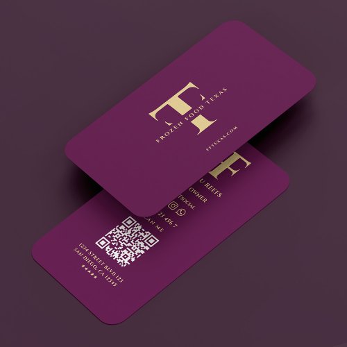 Logo F T Monogram Luxury Purple Company Modern Business Card