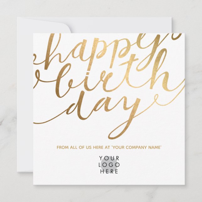 Logo Faux Gold Glamorous Hand Lettering Birthday Card (Front)