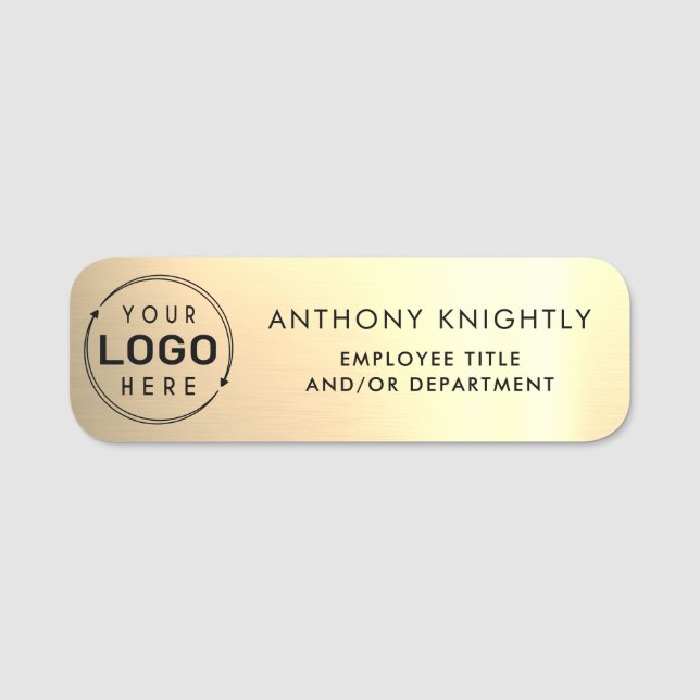 Logo Faux Metallic Gold Plastic Name Tag (Front)