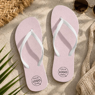 Logo Flip Flops   Pink Branded Pool Beach Shoes