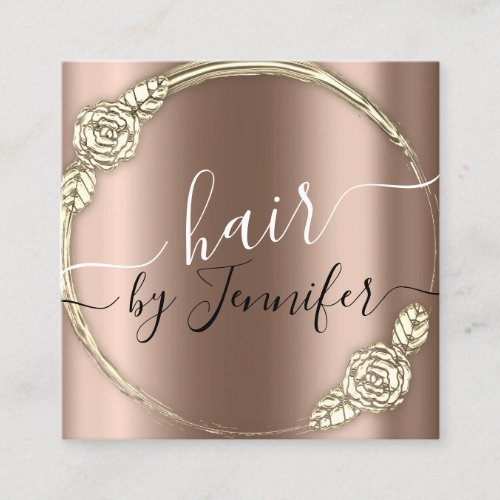 Logo Floral Drips 6 Punches Hairdresser Lash Rose Square Business Card