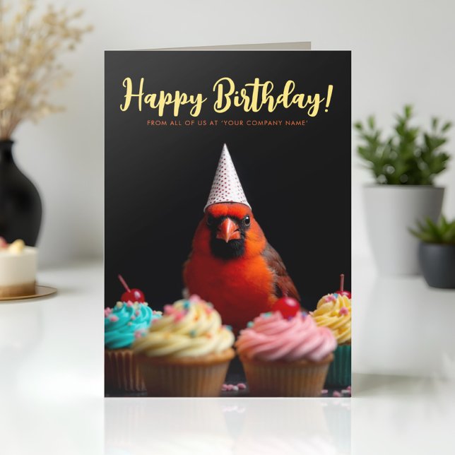 Logo Fun Cute Corporate Cardinal Bird Birthday Card (Creator Uploaded)