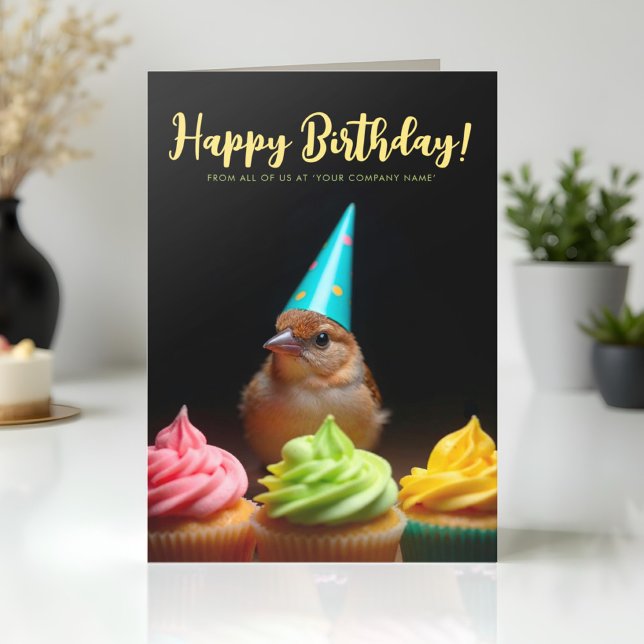Logo Fun Cute Corporate Sparrow Bird Birthday Card (Creator Uploaded)