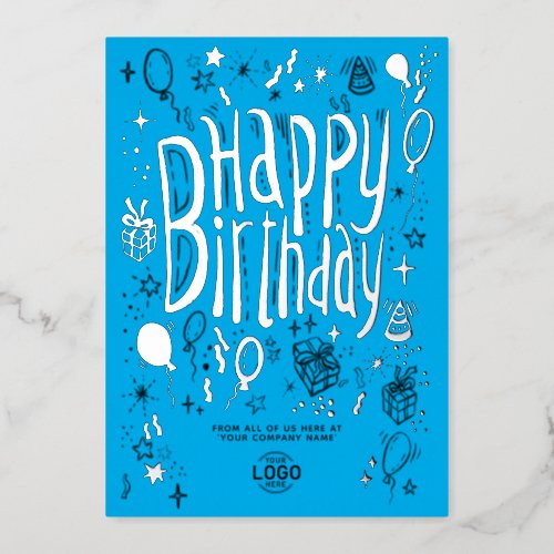 Logo Fun Doodle Office Happy Birthday Silver Card