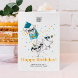 Logo Fun Funny Pet Animals Cute Business Birthday Card<br><div class="desc">Step into the whimsical world of celebration with our Customizable Fun Business Birthday Card! Picture this: a hilarious scene where a clever pup defies gravity with a handstand, while his feathery friend balances a birthday bloom just for you! But wait, there's more! Nestled on the paw of our acrobatic canine...</div>