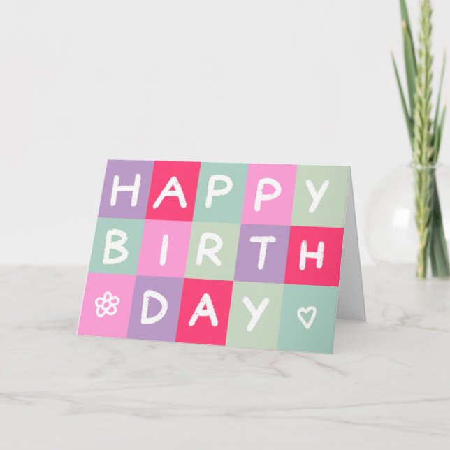 Logo Fun Multicolor Simple Business Happy Birthday Card (Front)