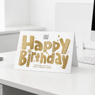 Logo Fun Playful Faux Gold Handwritten Birthday Card