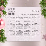 Logo German 2024 Business Calendar Magnet Pink<br><div class="desc">This square business 2024 magnetic calendar with months and days in German is a template to place your logo, add company contacts, slogan or another text. The simple design is in pink and black colors with months in script font. It's a practical gift idea for Christmas and New Year, both...</div>