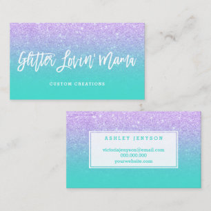 Logo glitter typography faux lavender glitter business card
