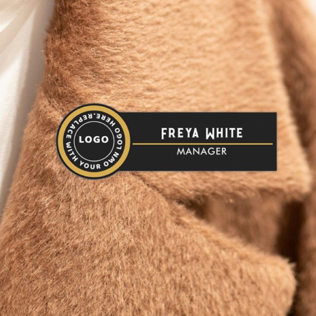 Logo, Gold Accent, Black Name Tag (Creator Uploaded)