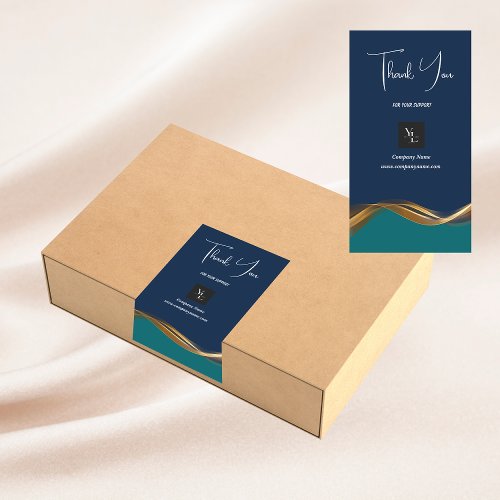 Logo Gold Blue Thank You Box Seal Packaging Label