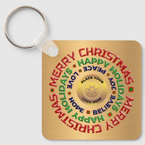 Logo Gold Business Christmas Favors Custom Keychain