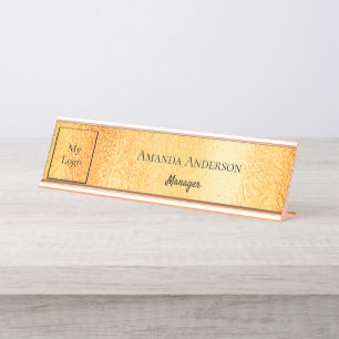 Logo gold business office title desk name plate