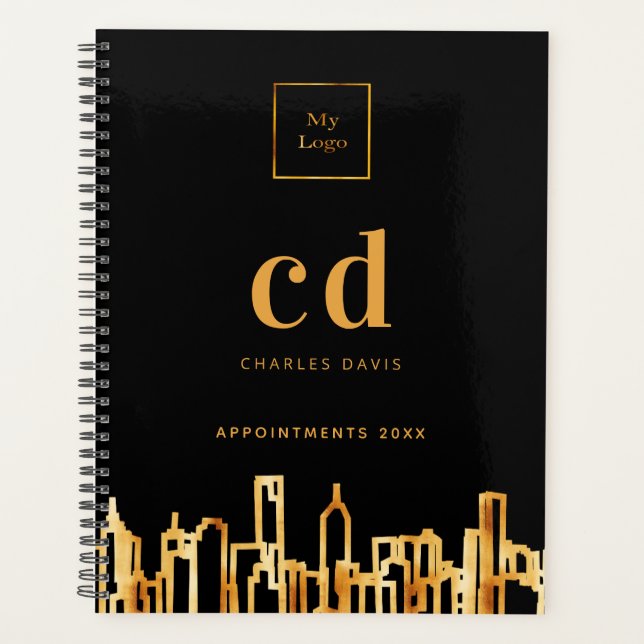 Logo gold city skyline black business 2026 planner (Front)