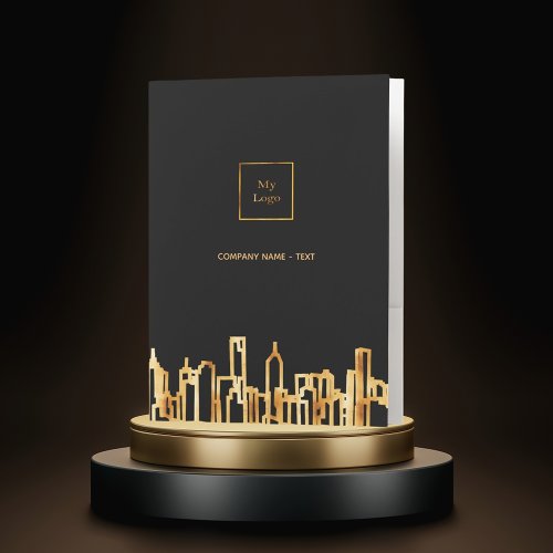 Logo gold city skyline black business real estate pocket folder