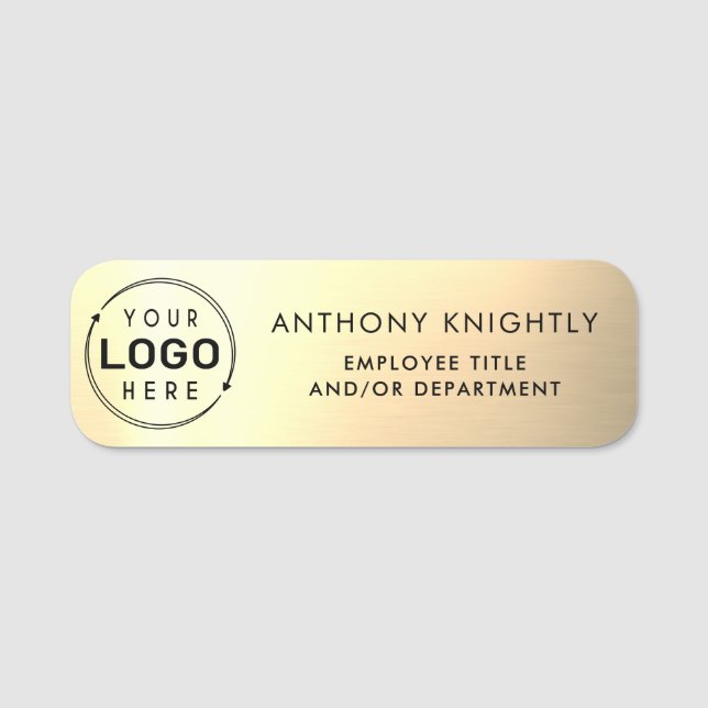 Logo Gold Faux Metallic Plastic Name Tag (Front)