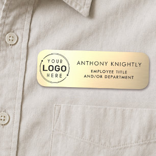 Logo Gold Faux Metallic Plastic Name Tag