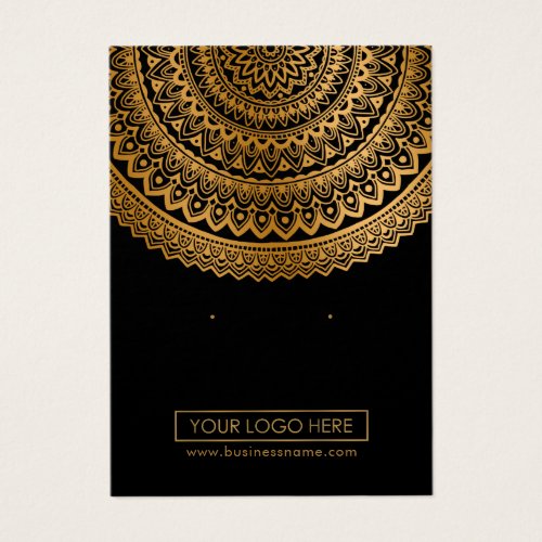 Logo Gold Mandala Black Background Earring Cards