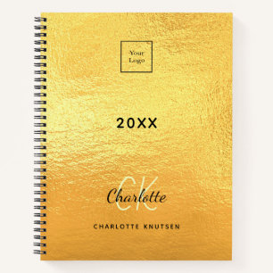 Logo gold monogram initials business notebook