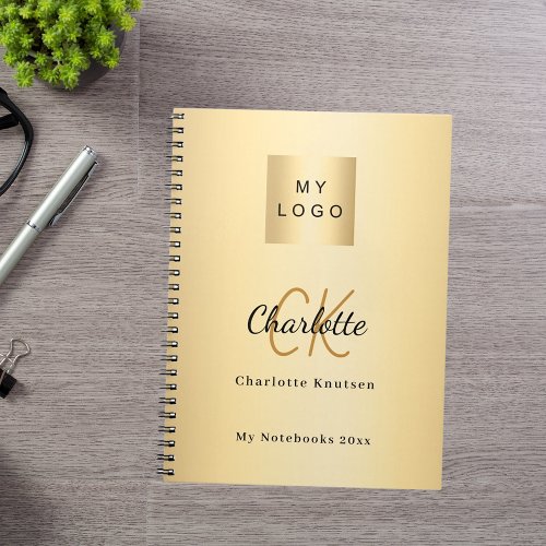 Logo gold monogram modern business notebook